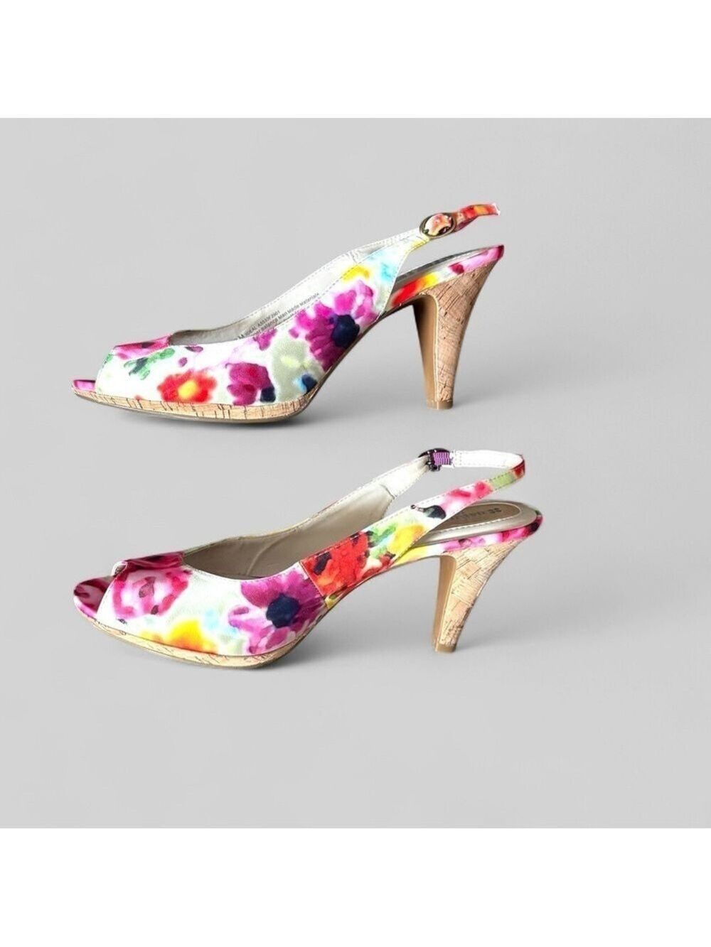 Naturalizer Ideal Multiflora Cloth Vibrant Floral Slingback Heels 4” Size 10M